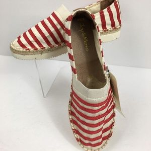 Joy and Mario Red White Canvas Platform Espadrille